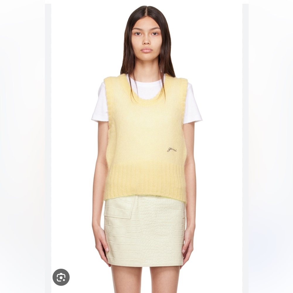 Ganni Yellow Knit Sweater Vest